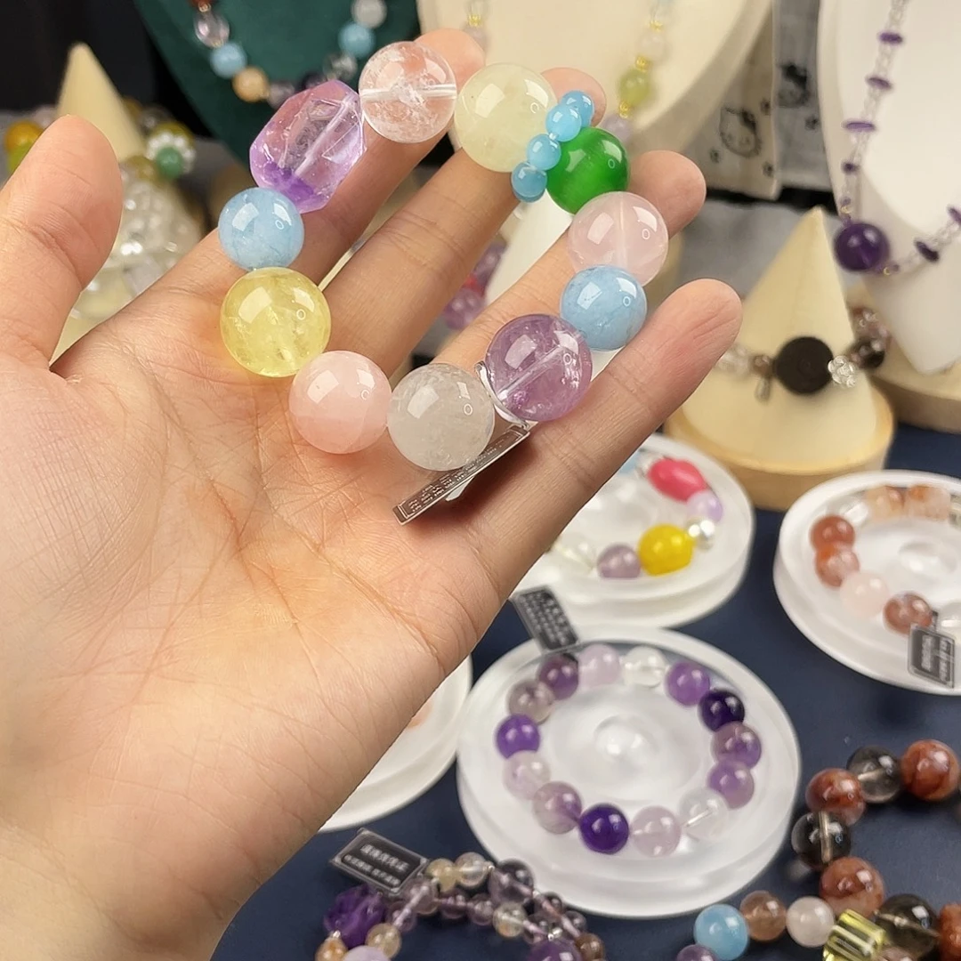 银S925镶嵌手链烟晶