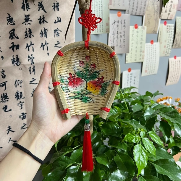 潮汕纯手工竹编小箩筐|12厘米长|挂车摆件首选|收藏竹编工艺品