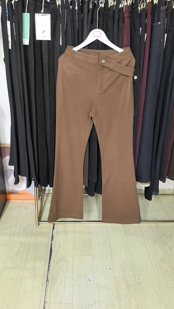 #011 微喇叭裤女秋冬加厚裤子高腰垂感直筒裤小个子休闲马蹄裤