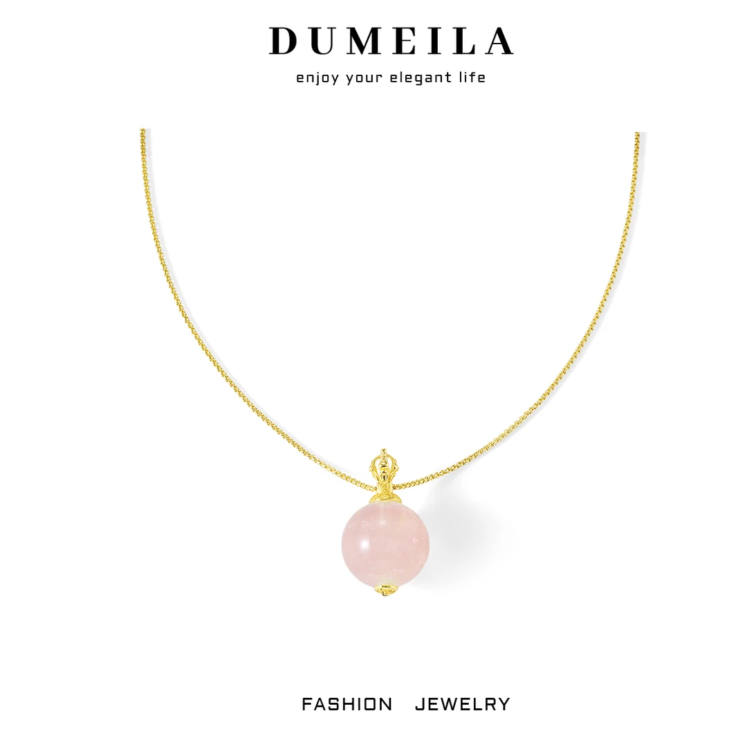 XL-459天然星光粉水晶转运珠吊坠女长款毛衣链链项链粉色水晶