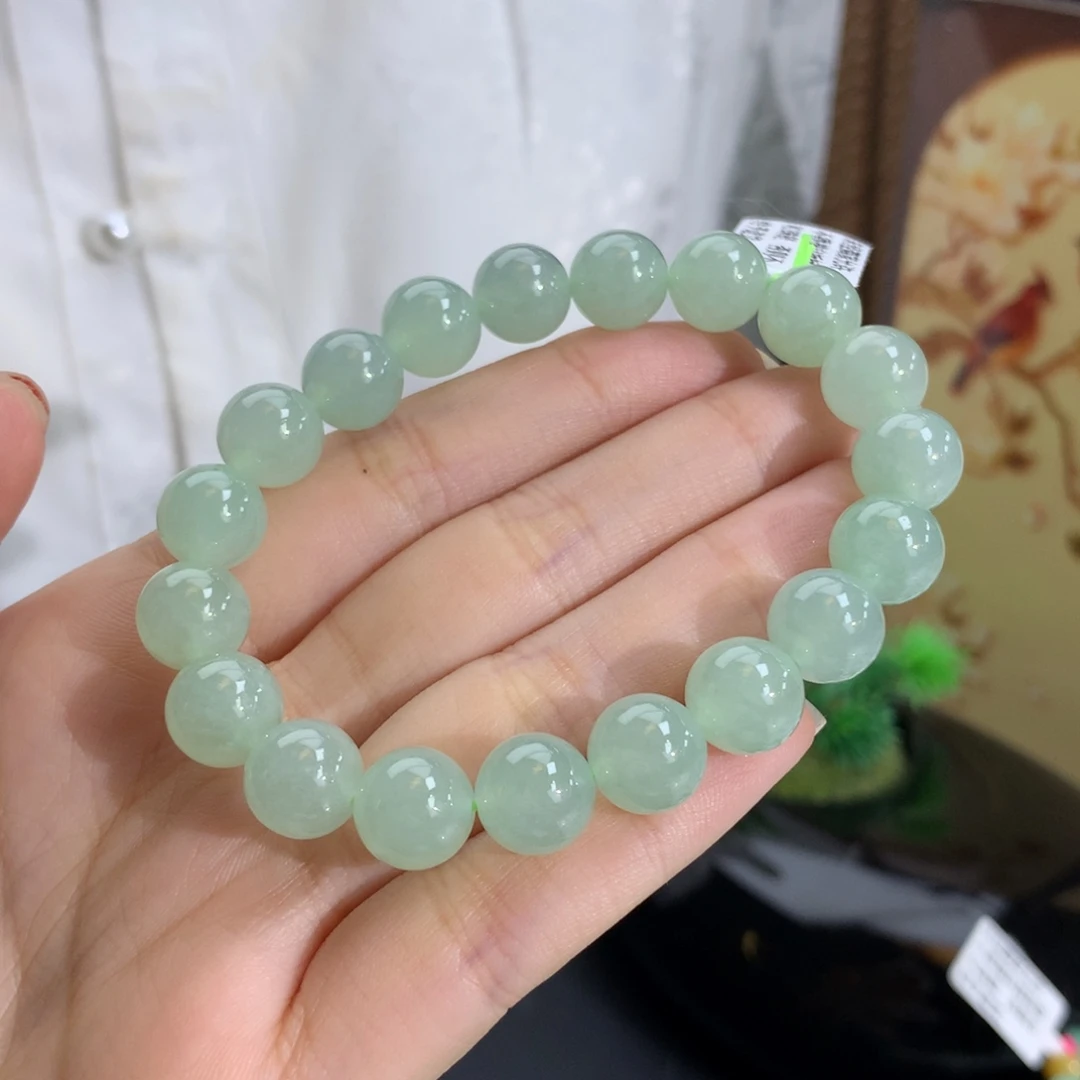 未镶嵌手串翡翠卡10冰润晴绿底
