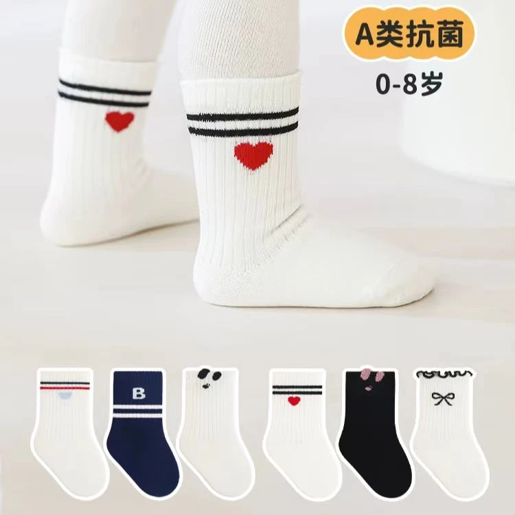 宝宝袜子无骨春季可爱卡通棉袜松口婴儿袜男女童学院风中筒袜