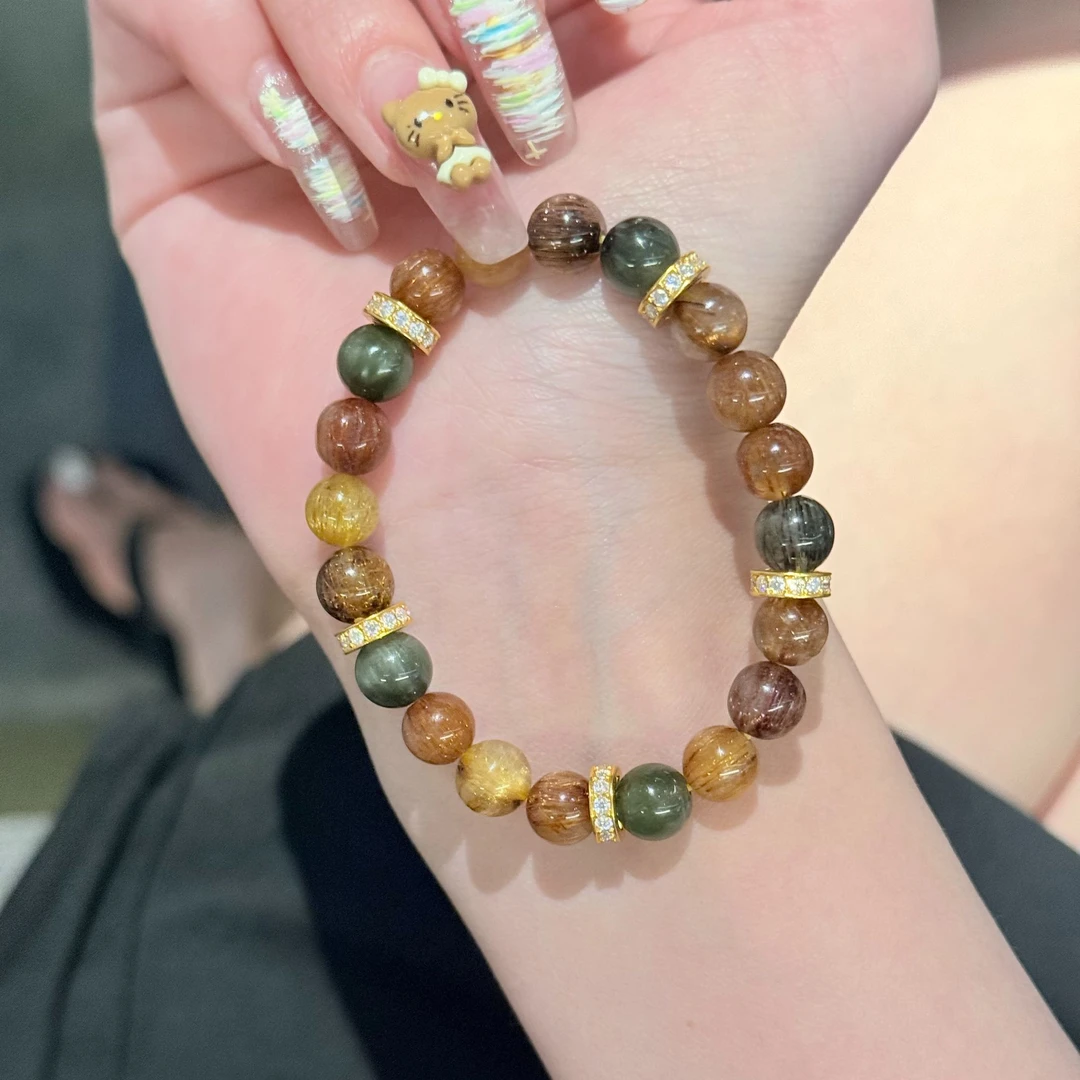 江江-现【彩发晶手串】 足金999精品足金手串