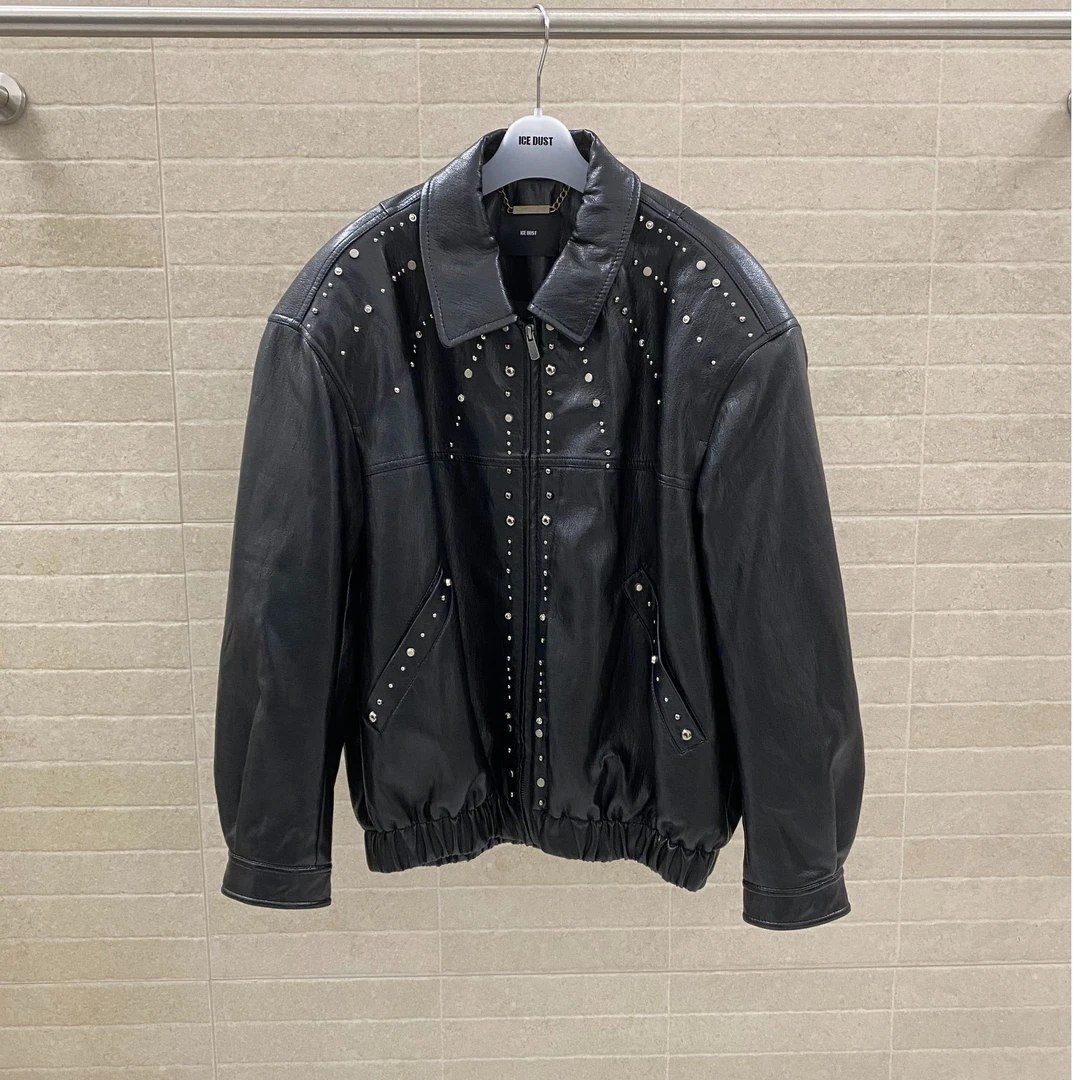 ICE DUST 宽肩柳钉PU皮衣25年冬25FWJA17——3980