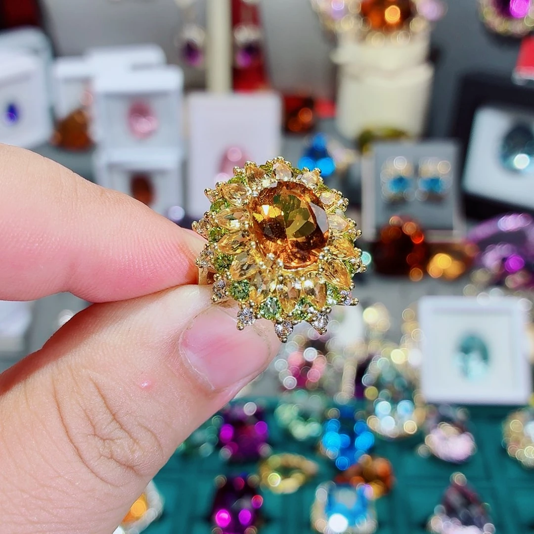 煙***燃银S925镶嵌戒指绿柱石