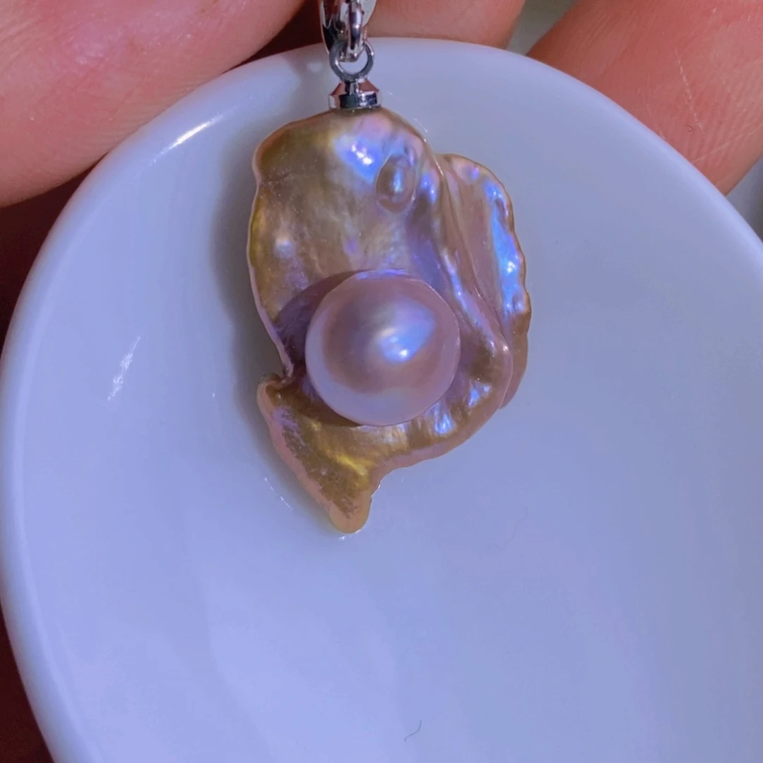 银S925镶嵌天然淡水珍珠淡水珍珠