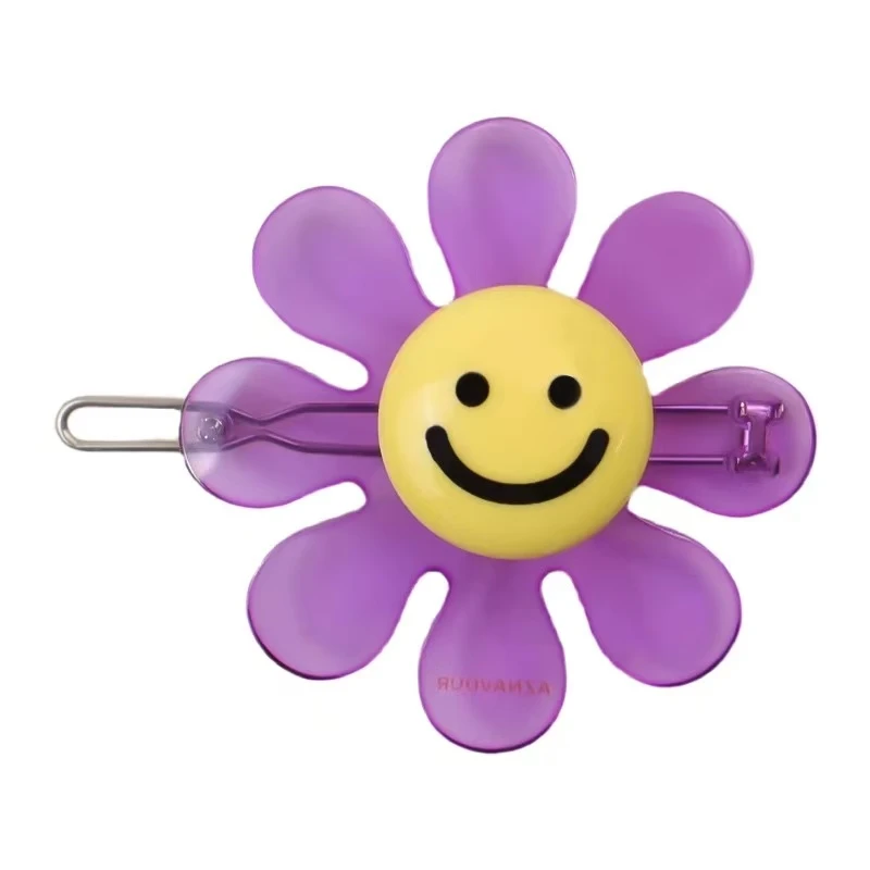 【阿兹娜正品折扣】笑脸太阳花发夹边夹刘海夹发卡可爱A007