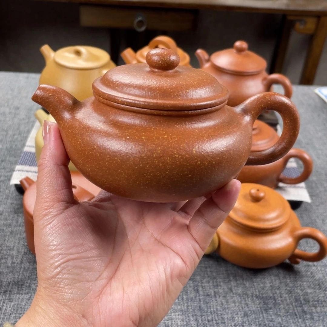 韦***࿐茶壶紫砂红降坡仿古全手16目240手工泥