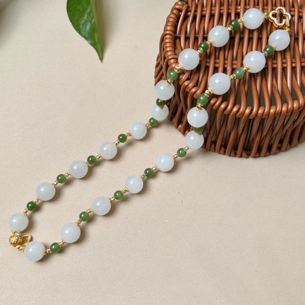 JYSP12023和田玉妈妈链12mm+多样性发其一