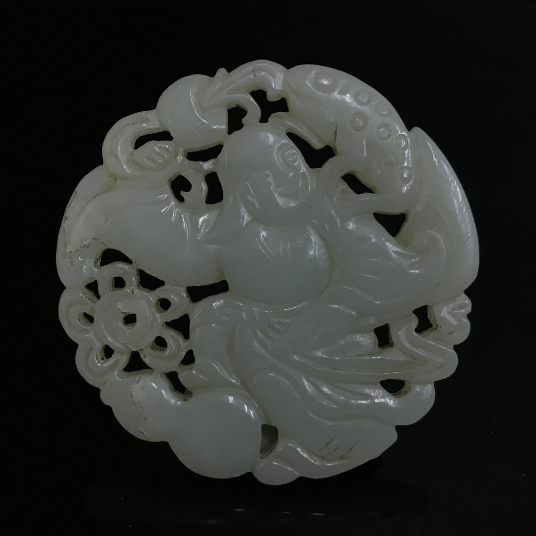 清代和田玉刘海戏金蝉佩/004417/收藏/传承/【友谊文物商店】