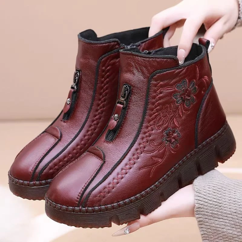 女棉鞋冬季加绒保暖妈妈鞋老北京布鞋中老年防滑女短靴老人棉鞋