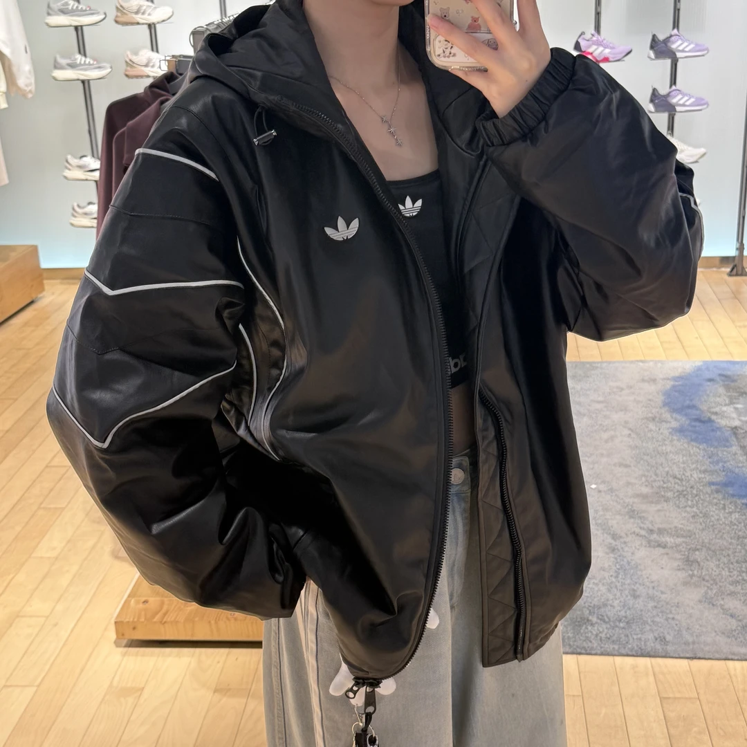 adidas PU OVERSIZED JACKET PAD 保暖运动连帽棉服 KC2653