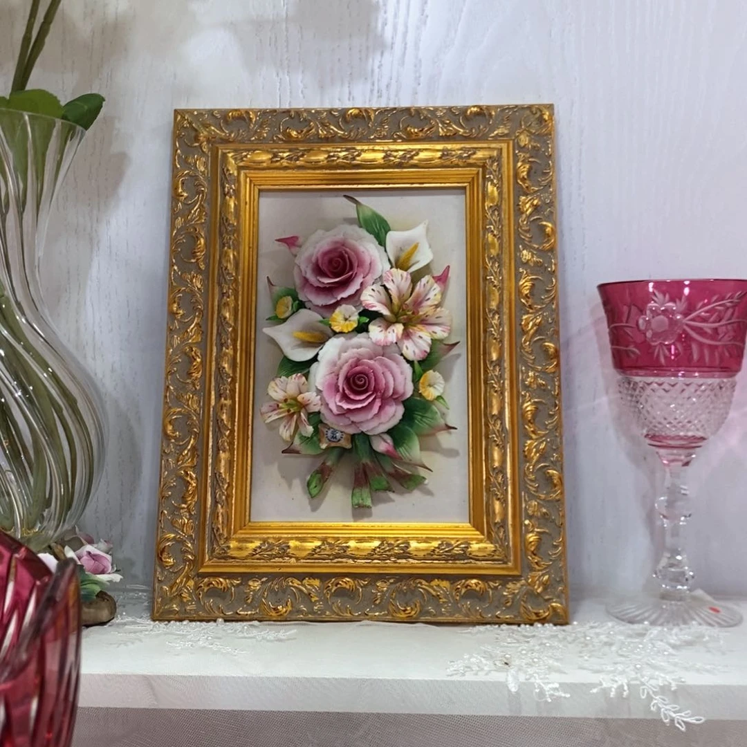 摆件意大利陶瓷花挂画赏盘