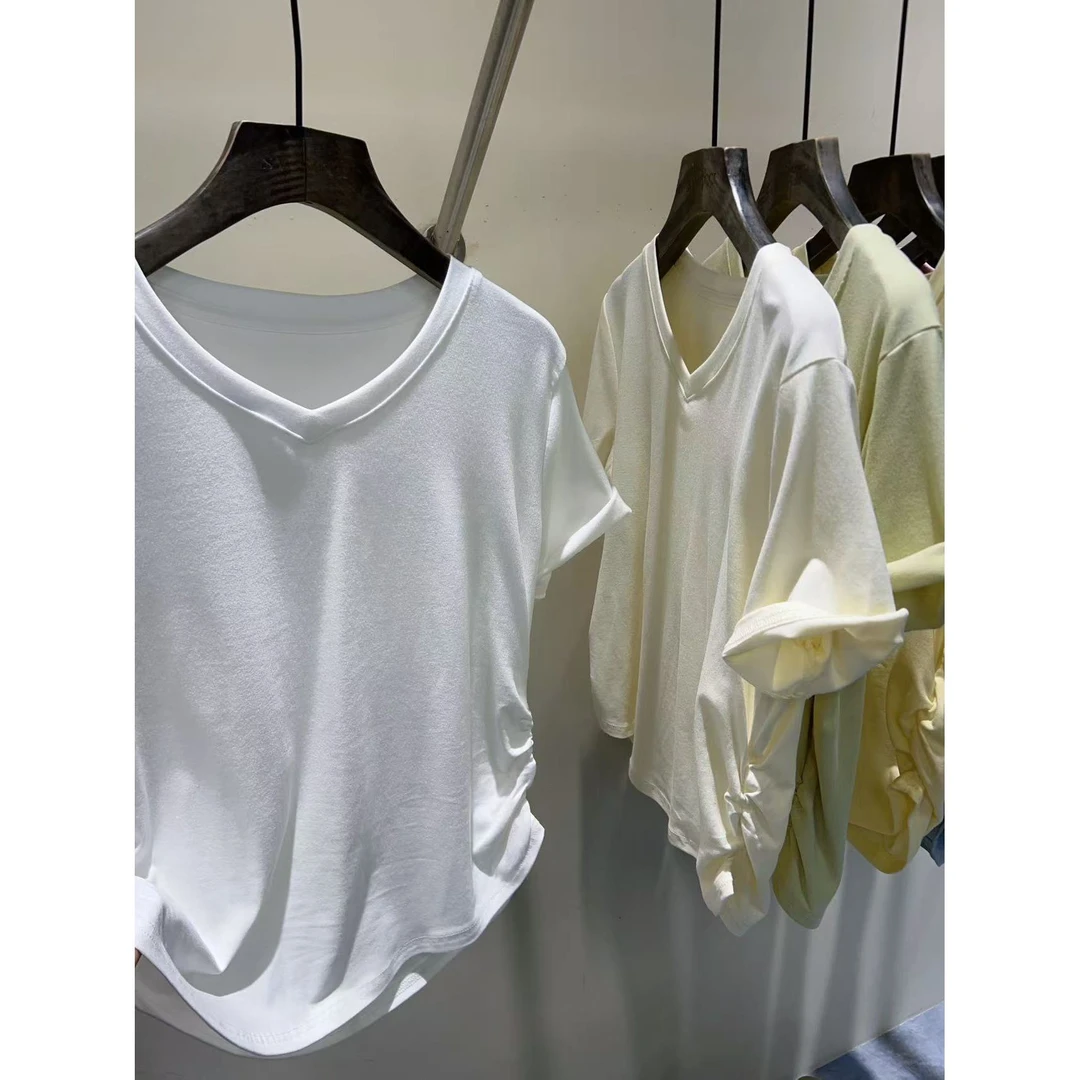 时尚V领短袖T恤ZBS33161衣长57