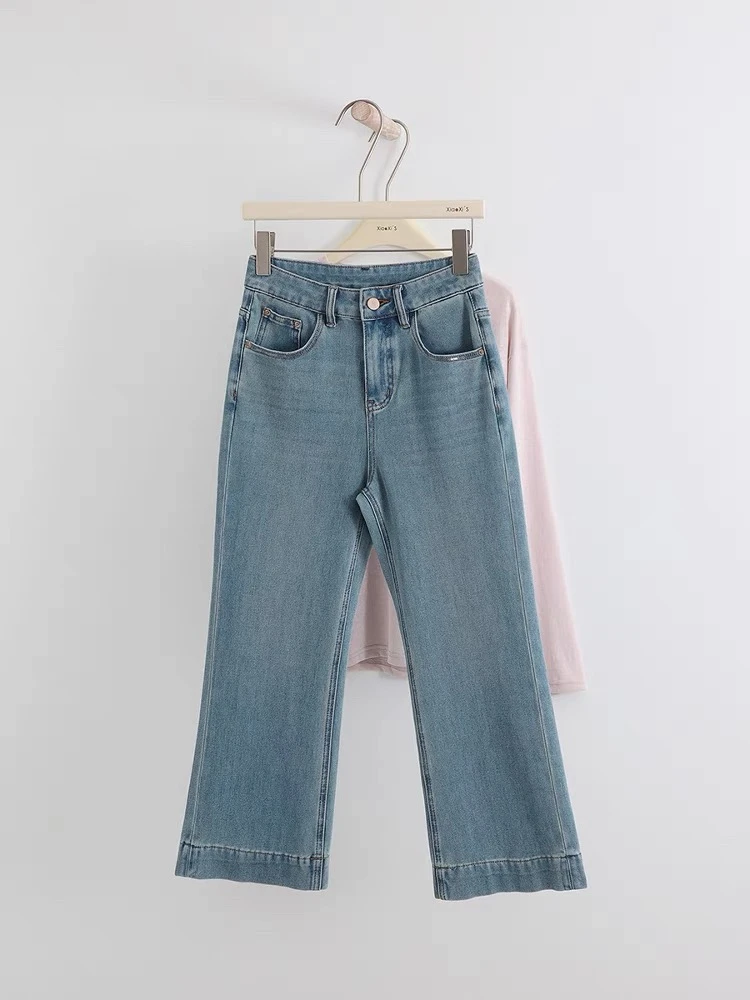 裤子时尚水洗四面弹春季微喇阔腿秋季高腰春季女牛仔裤百搭显瘦