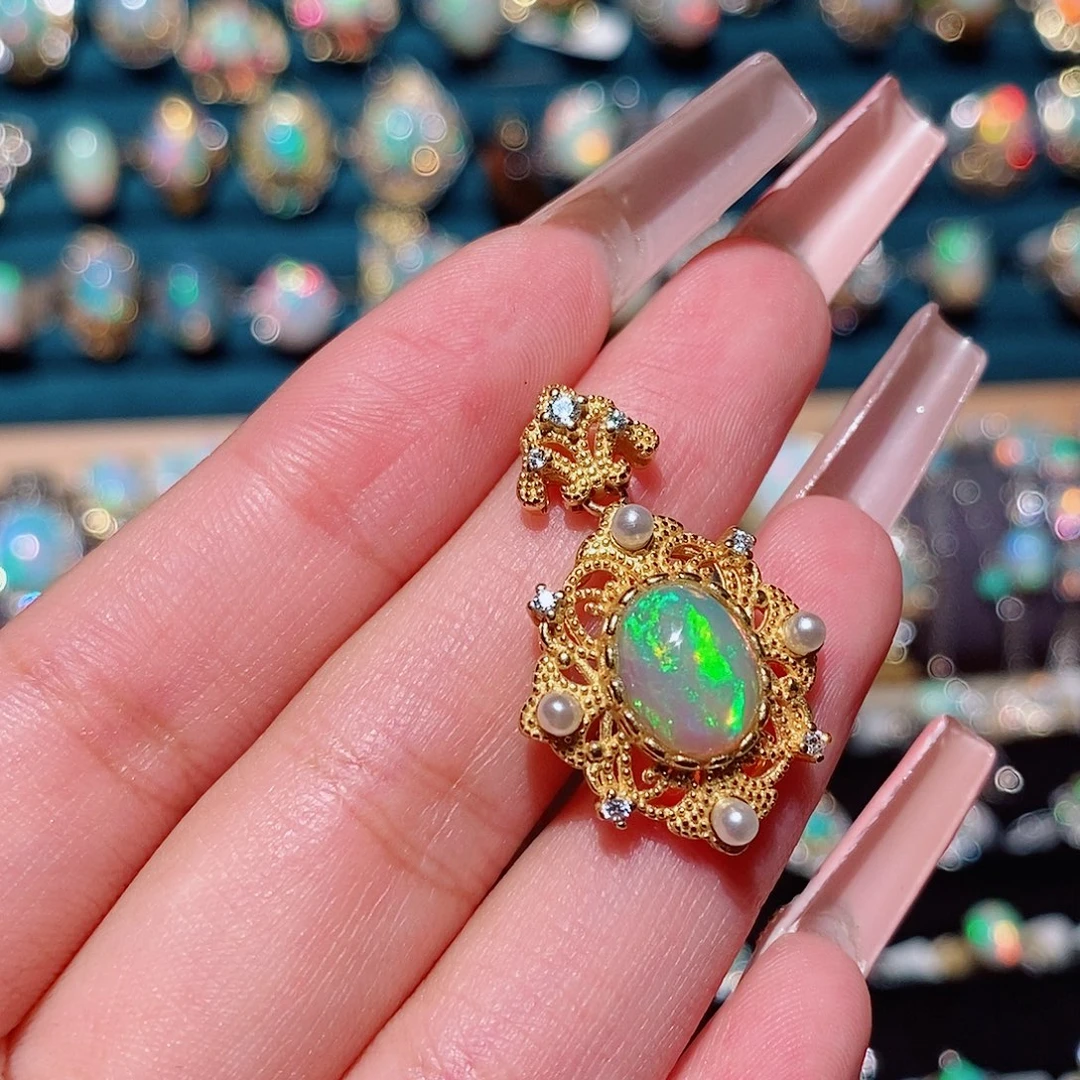 欧泊银S925镶嵌吊坠