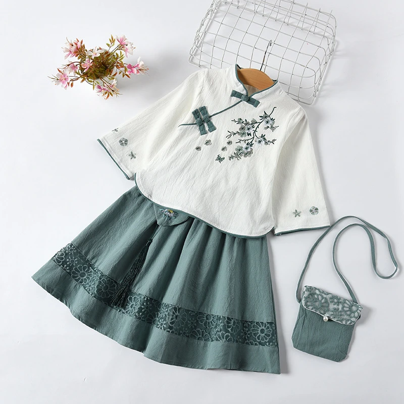 女童包汉服带新品连衣裙复古民族风儿童中国风春改良汉服旗袍夏季