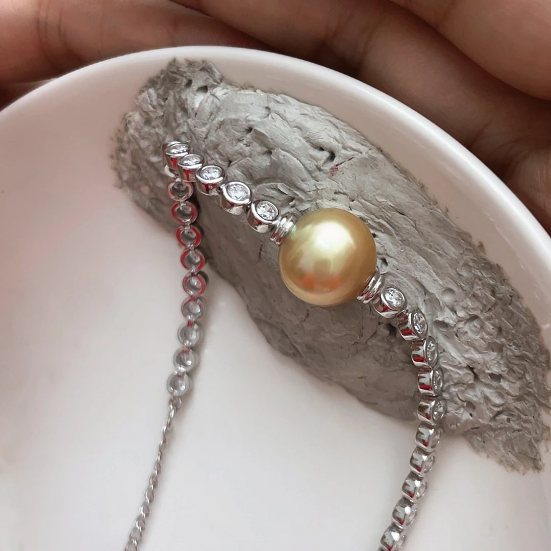 海水珍珠手绳银S925镶嵌