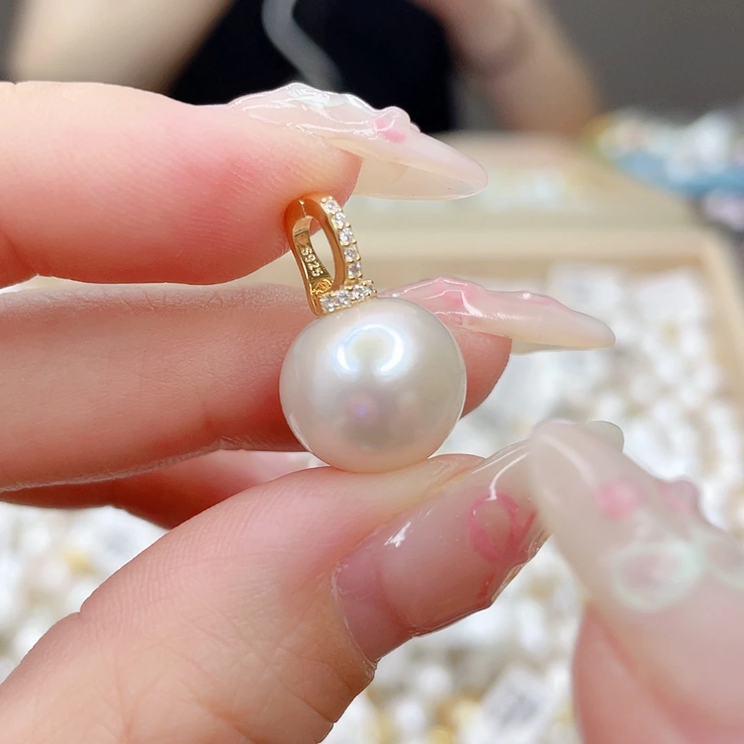 淡水珍珠银S925镶嵌吊坠(不含链)