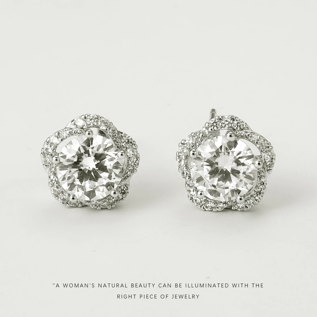 铜合金合成锆石耳饰 【满天星】气质精致百搭耳钉A982