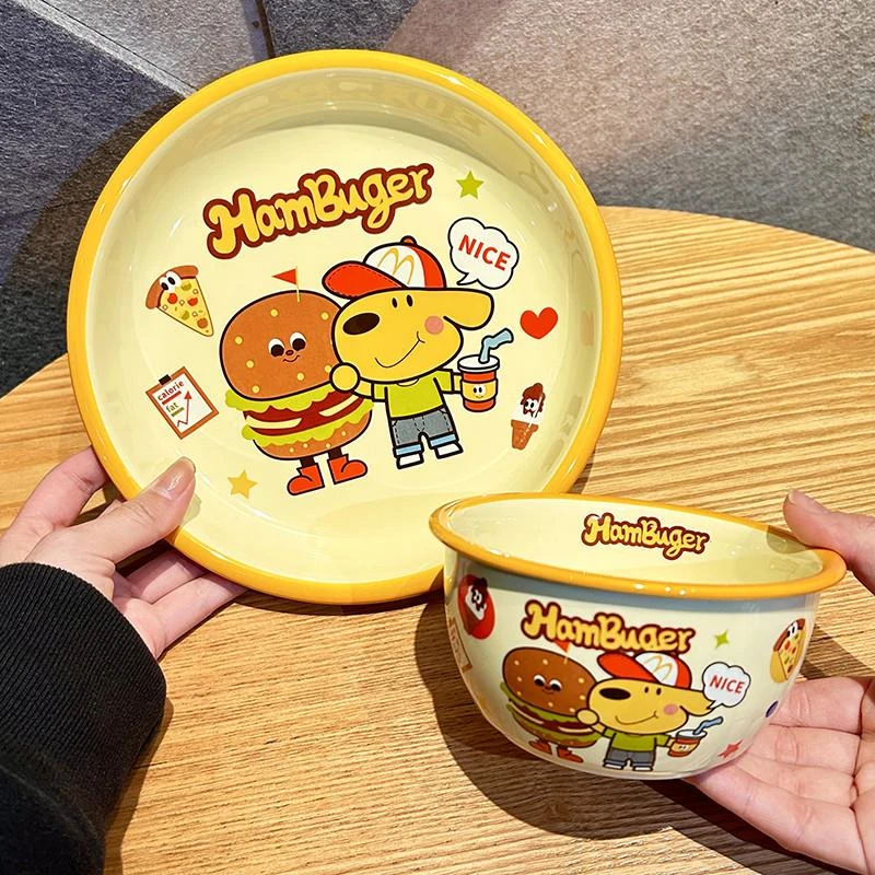 keir陶瓷饭碗盘子可爱卡通家用宿舍个人吃饭早餐甜品碗餐具套装