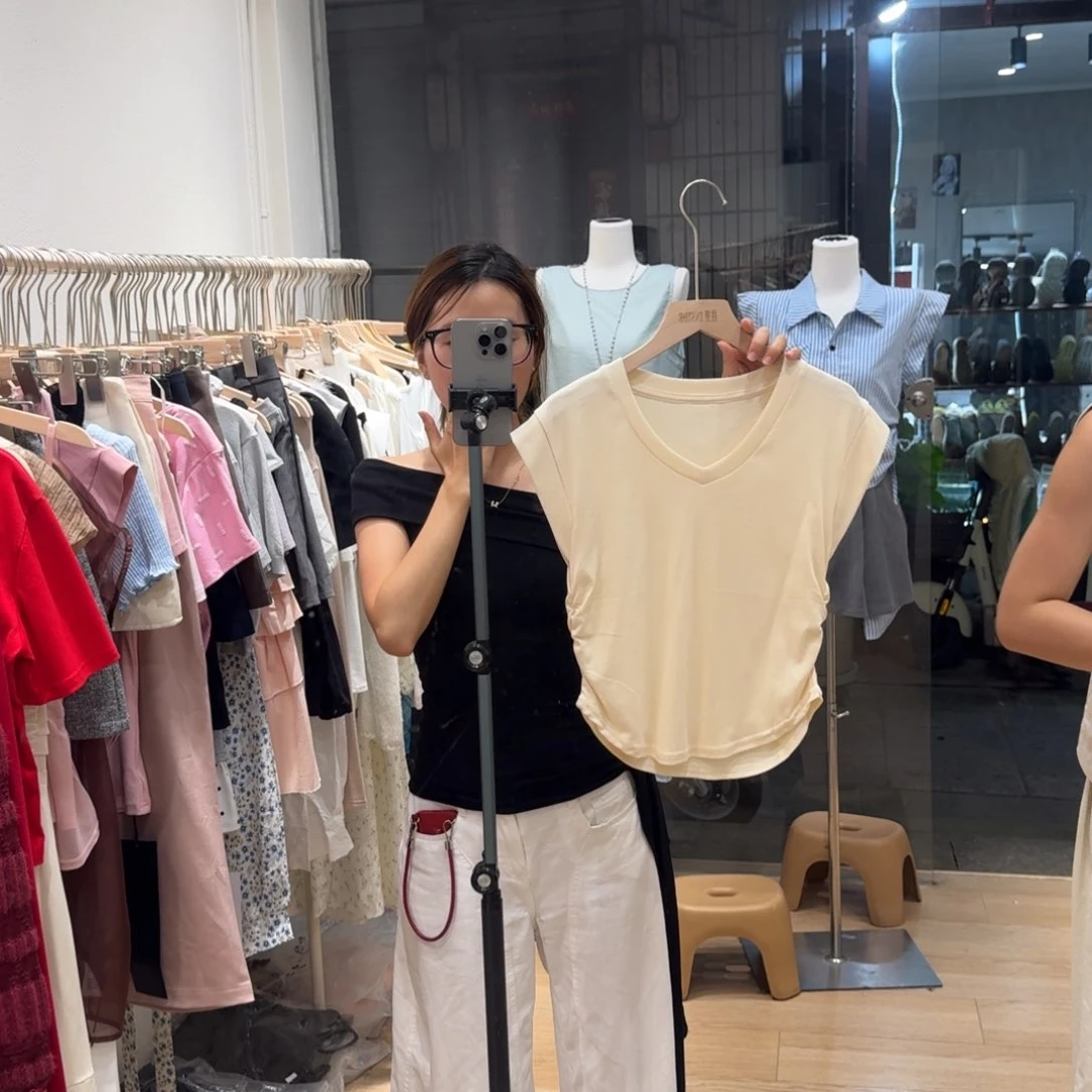 棉纯棉v领短袖120斤