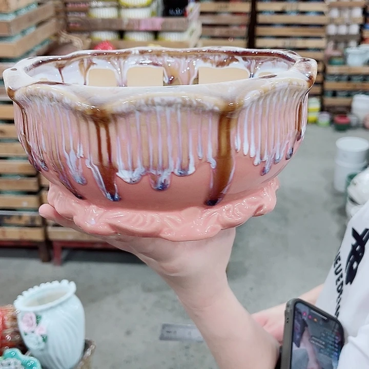 有孔，凑10元包邮陶瓷花盆发货！