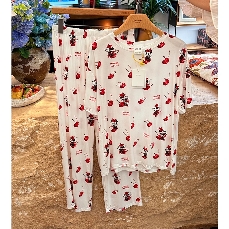 米诗缇【g家满印米奇樱桃短袖长裤】小众设计可外穿短袖长裤家居服