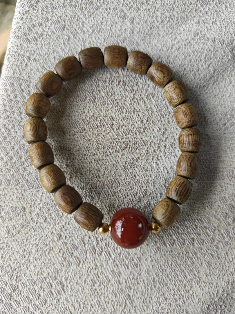 沉香文莱鼓珠南红DIY单圈多样性发一