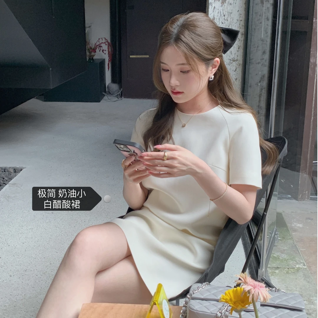 ASM ANNA◆ 可可小姐~洋气圆领收腰无袖/休闲短袖醋酸连衣裙A9952