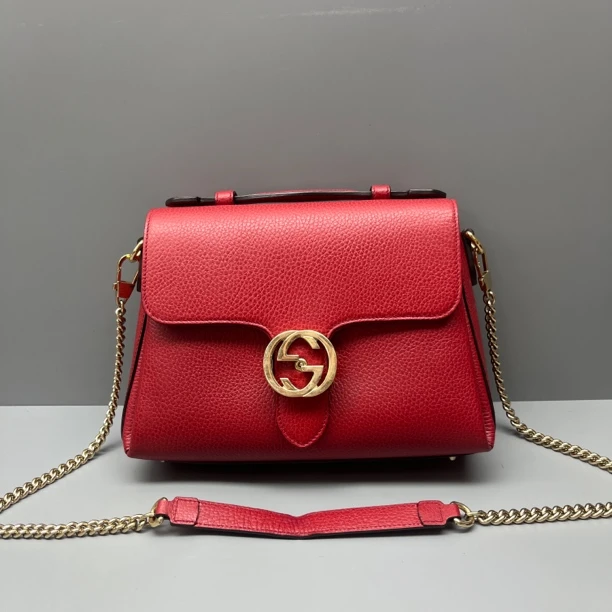 95新 GUCCI/古驰 红金荔枝纹风琴邮差包 尺寸26*18 SV16738