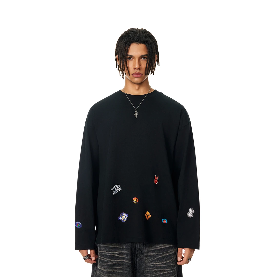 【Achock官方店】潮牌创意卡通贴图打底上衣春秋新款圆领长袖T恤