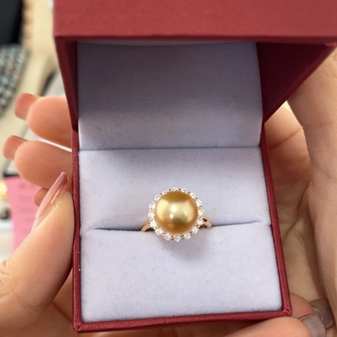 【闪购商品】银S925镶嵌戒圈海水珍珠10-11