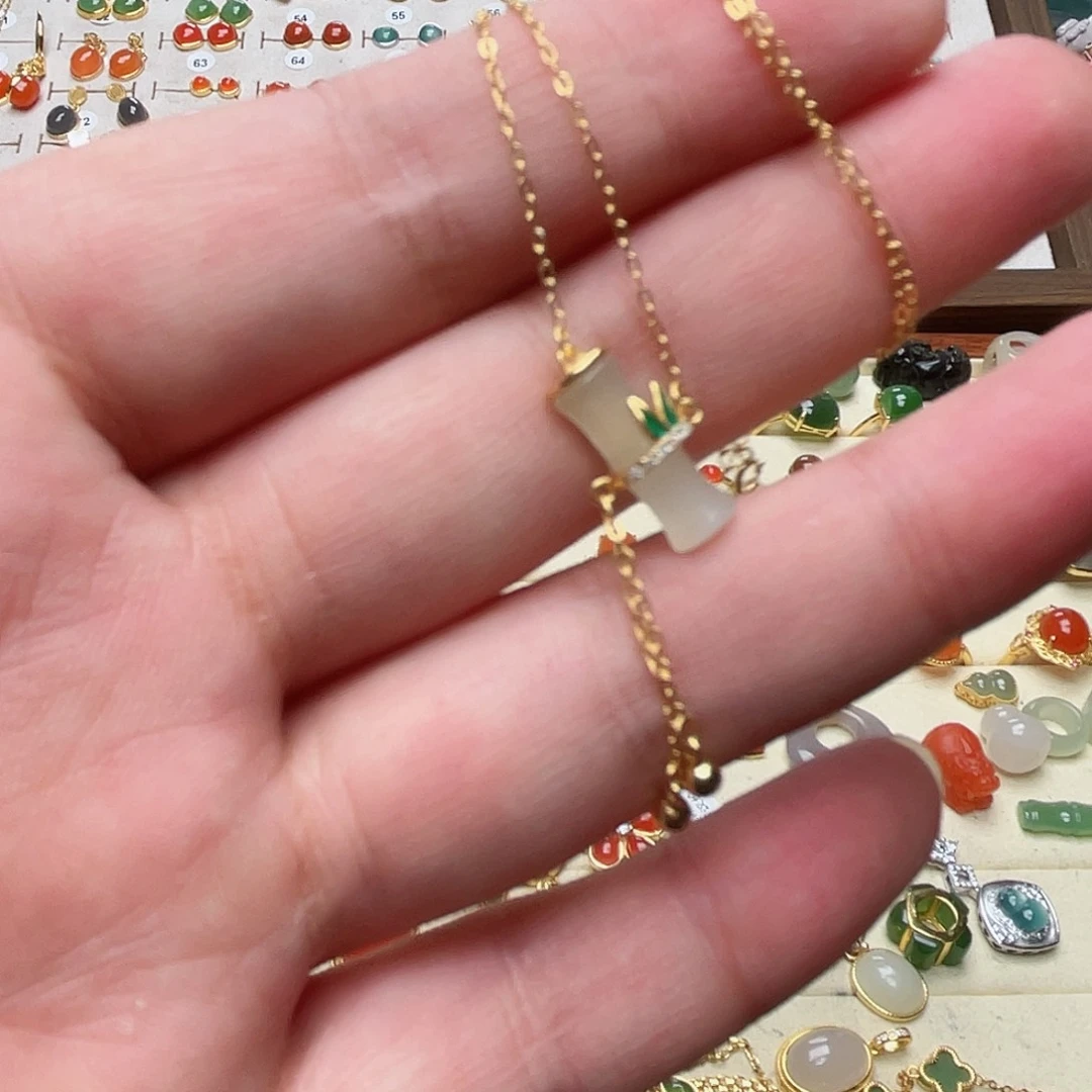 和田玉项链银S925镶嵌