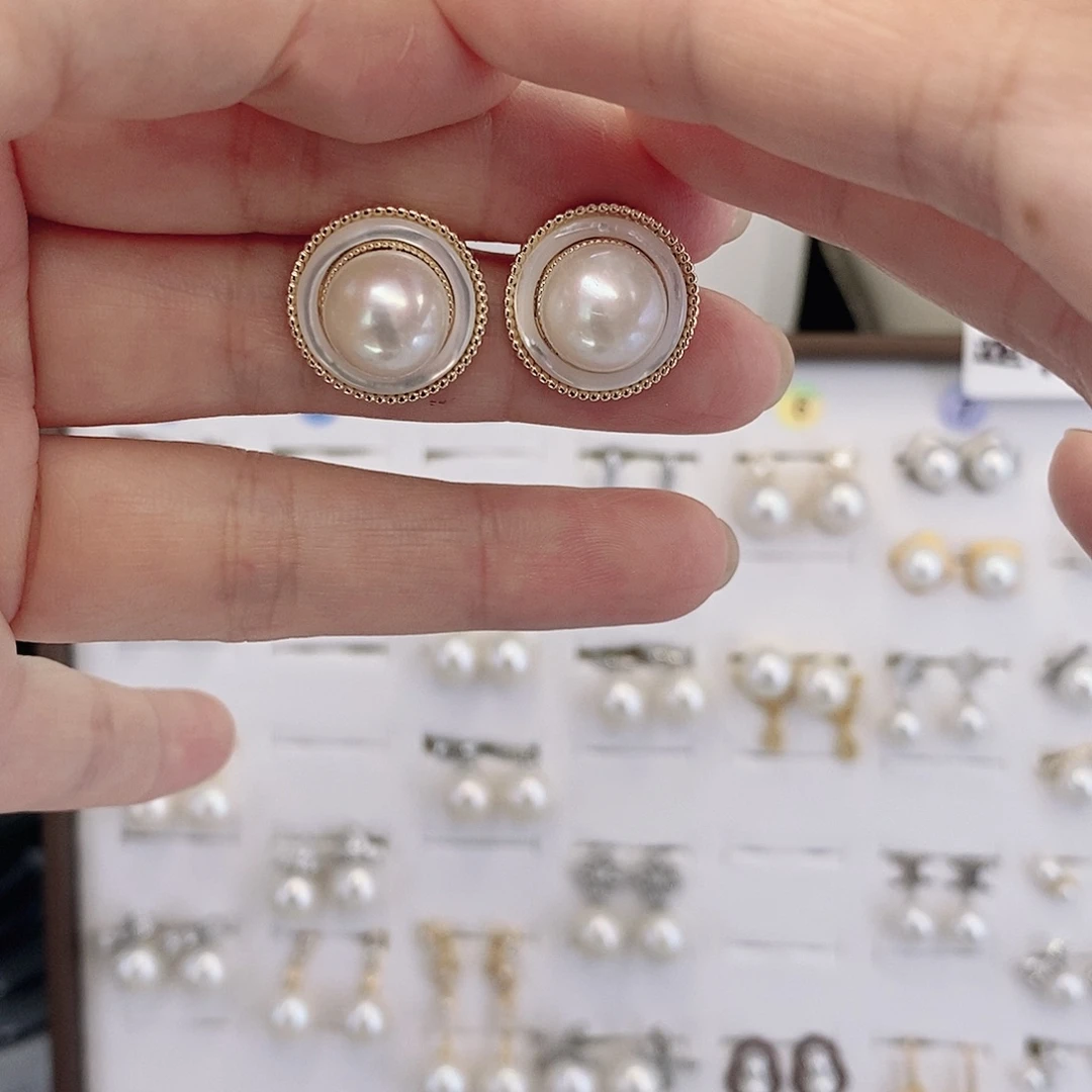 合金淡水珍珠耳饰