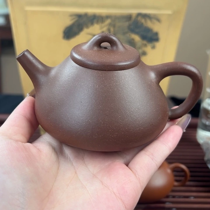 紫砂茶壶棕红紫泥子冶石瓢180cc