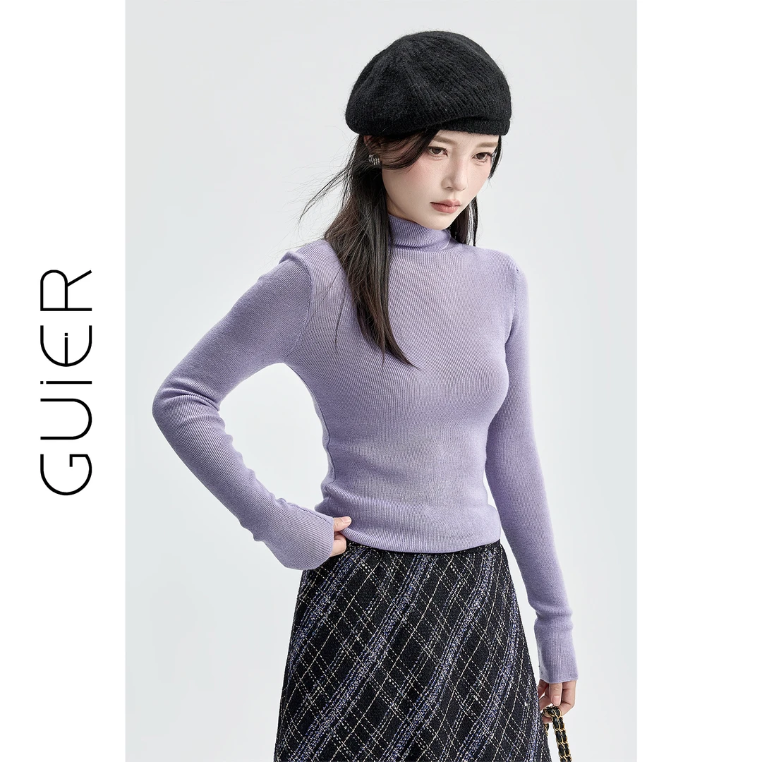 「GUIER」高领修身气质针织打底衫冬季百搭显瘦上衣SS7151