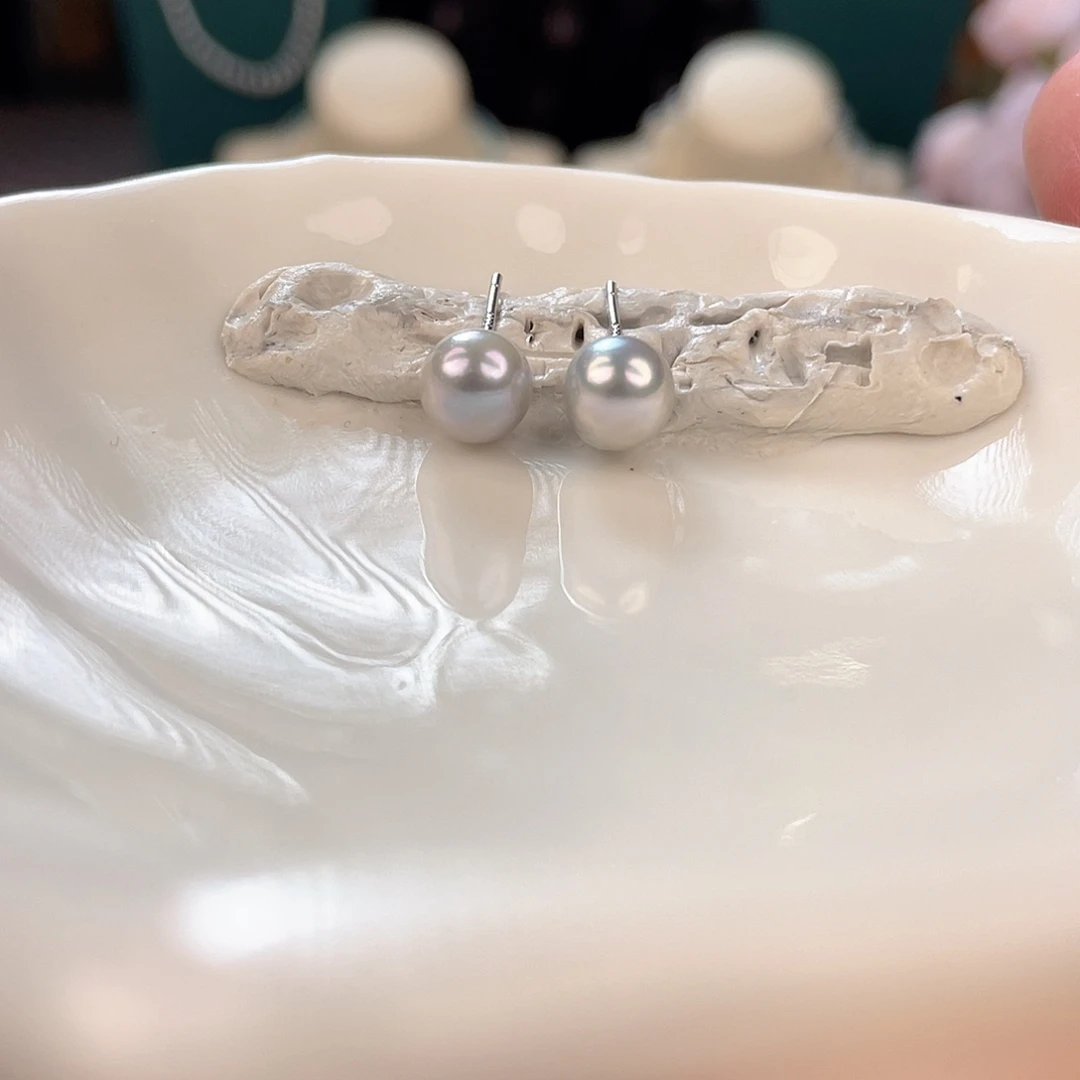 银S925镶嵌耳饰海水珍珠