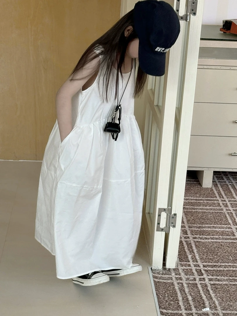 现货！亲子款！2025新款女童法式连衣裙中大童氛围感气质度假背心裙
