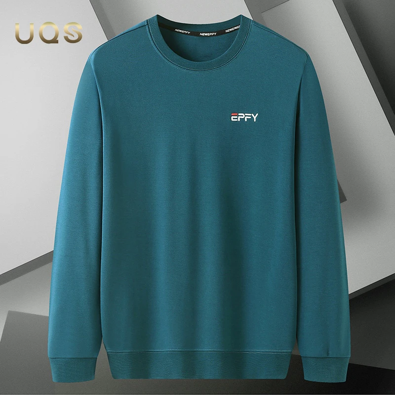 男士秋季圆领卫衣大码宽松舒适运动休闲长袖上衣纯色日常百搭简约