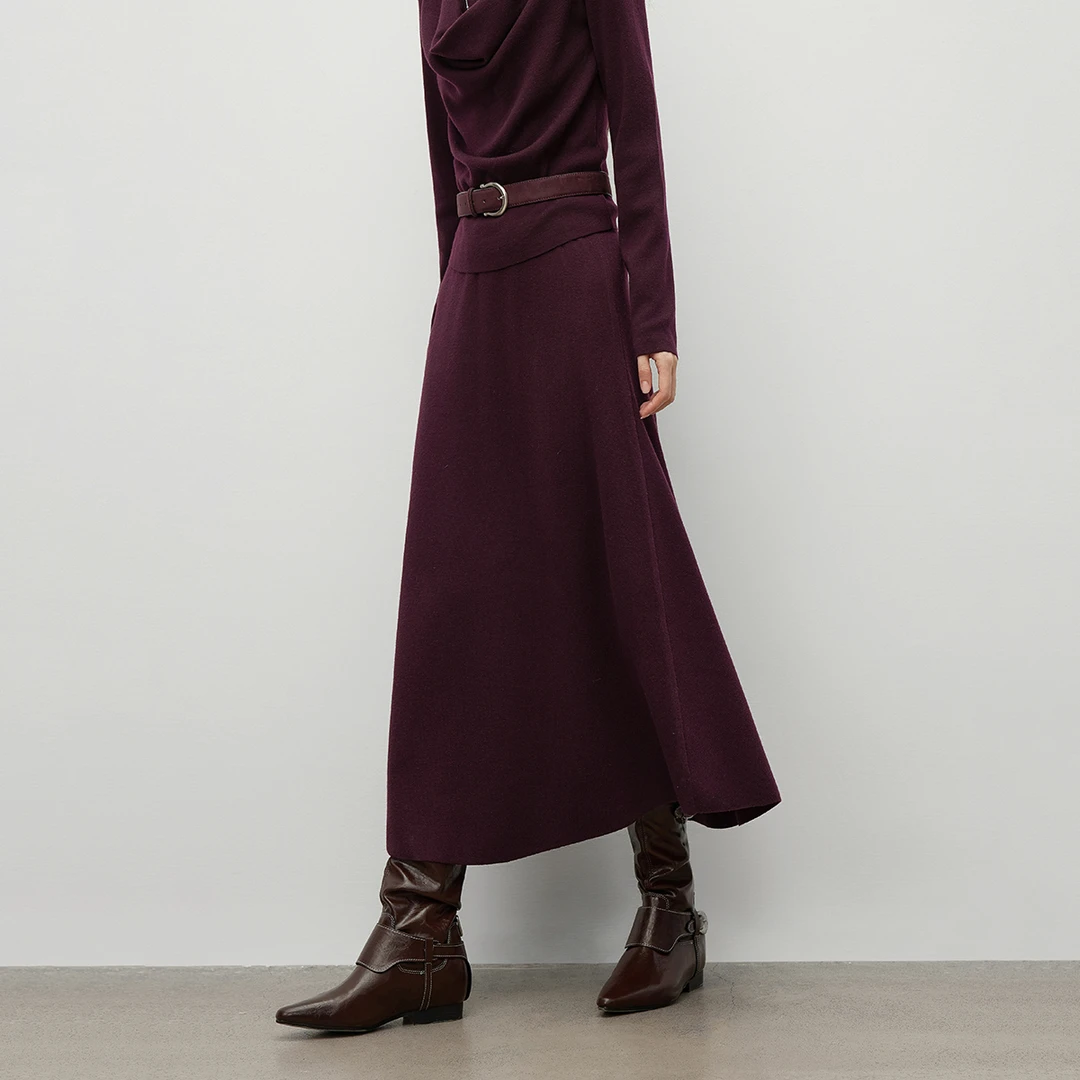 H朗文斯汀2026春季新款优雅气质显瘦松紧腰A字女士中长款半身裙