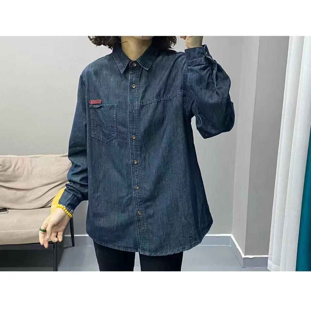 口袋红标牛仔衬衣