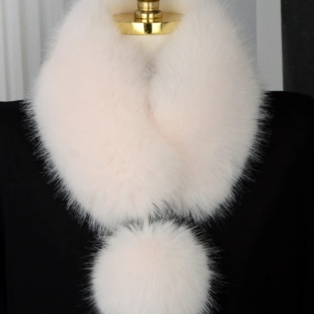 狐狸毛围巾女冬季加厚双面百搭简约气质护颈彷皮草獭兔毛领球围脖