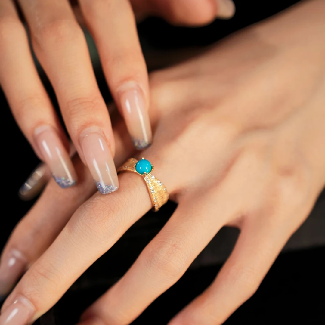 【KX专属】S925-睡美人金色拉丝边戒指5mm-kx31