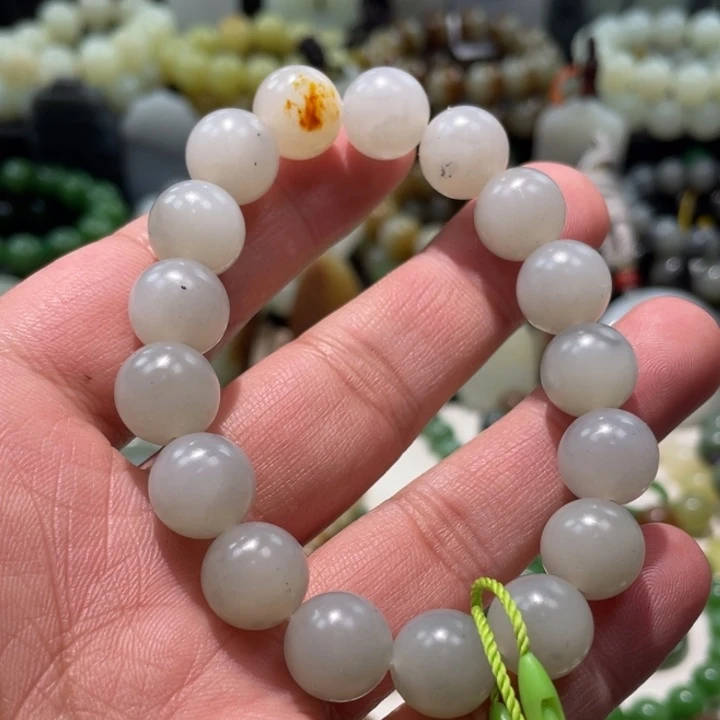 和田玉未镶嵌手链新疆山流水沙漠青花卡12柔光