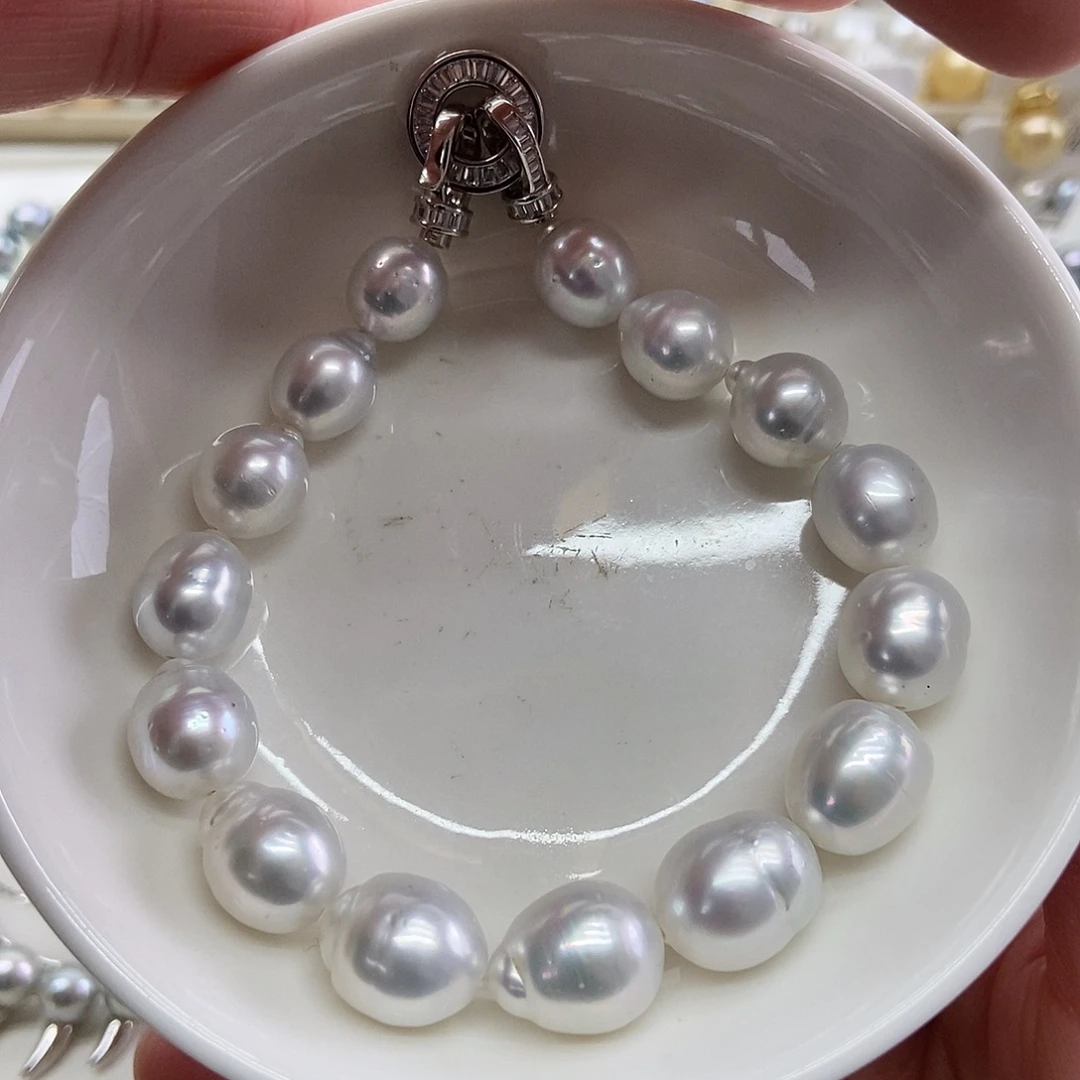 银S925镶嵌海水珍珠手链