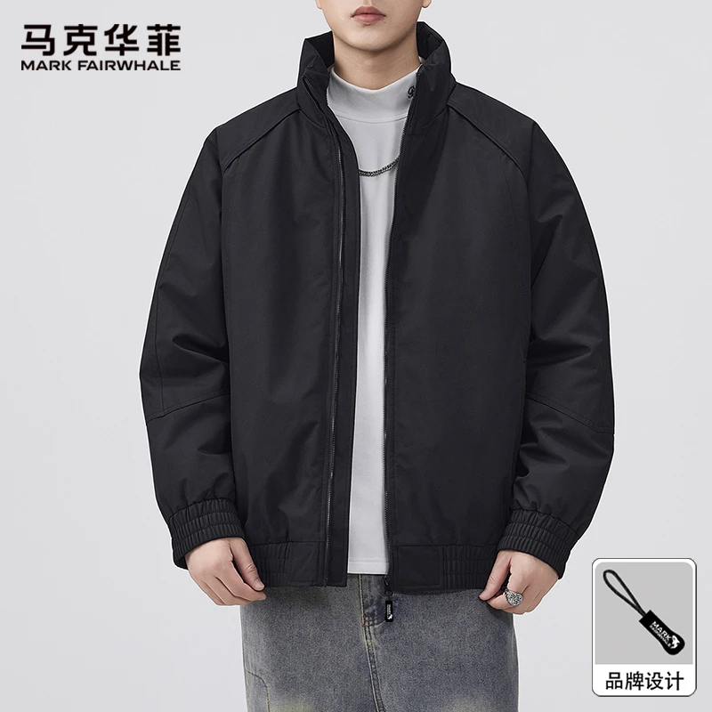 马克华菲秋冬季加厚夹棉夹克男外套宽松立领百搭休闲保暖棉服上衣
