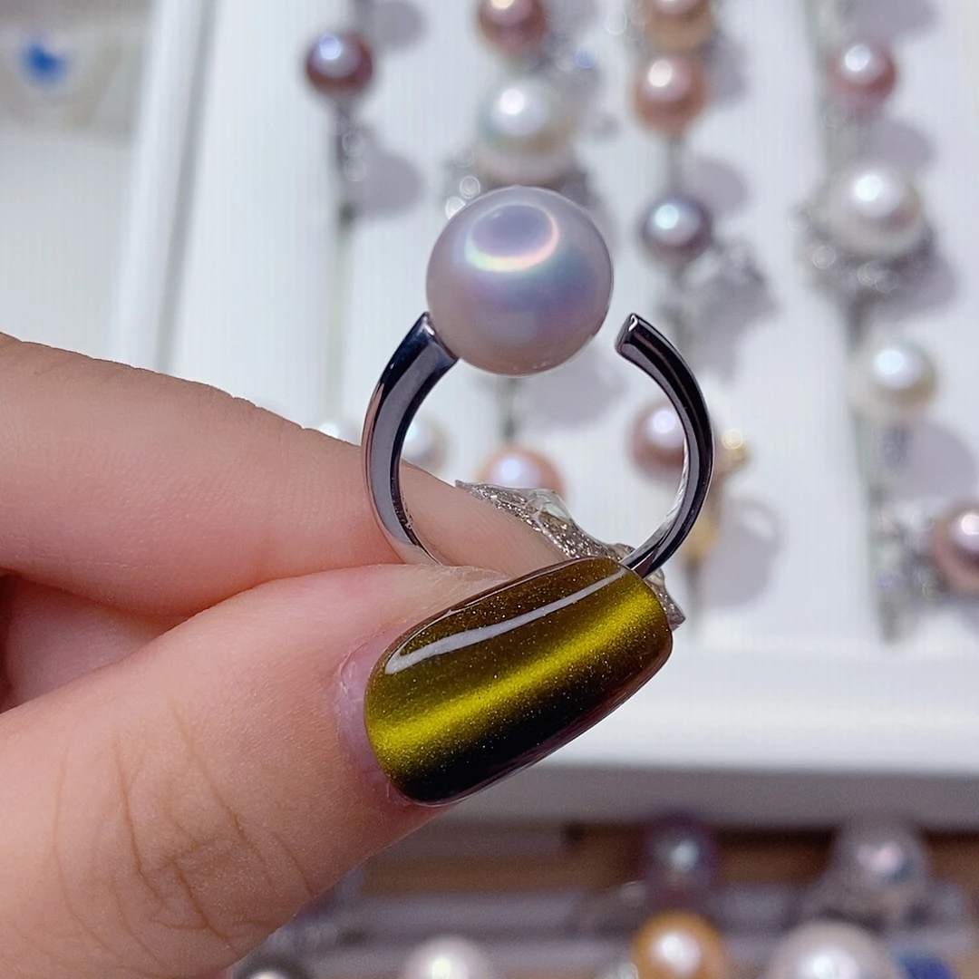 银S925镶嵌戒指淡水珍珠