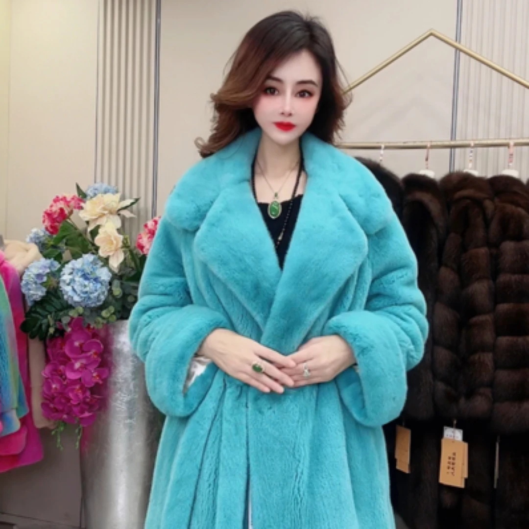 1661皇家贵夫人冬季新款时尚水芙绿青果领皮草大衣RJ