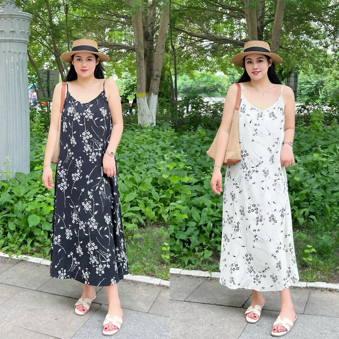 断码捡漏F潮汐邮筒 / 法式海边浪漫吊带连衣裙15058花契大码200斤